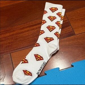 Superman Logo White Crew Socks - Licensed Graphic Men's Socks New